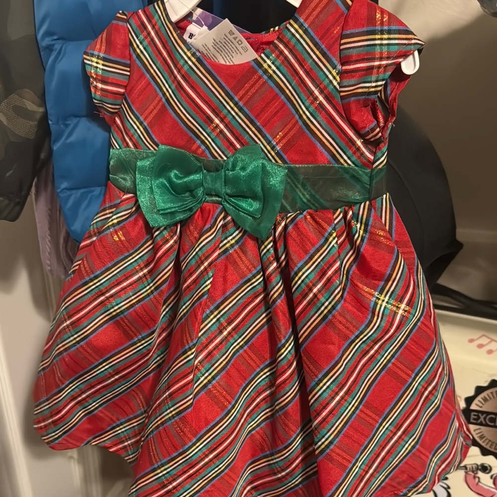 Red Plaid Dress with Green Bow